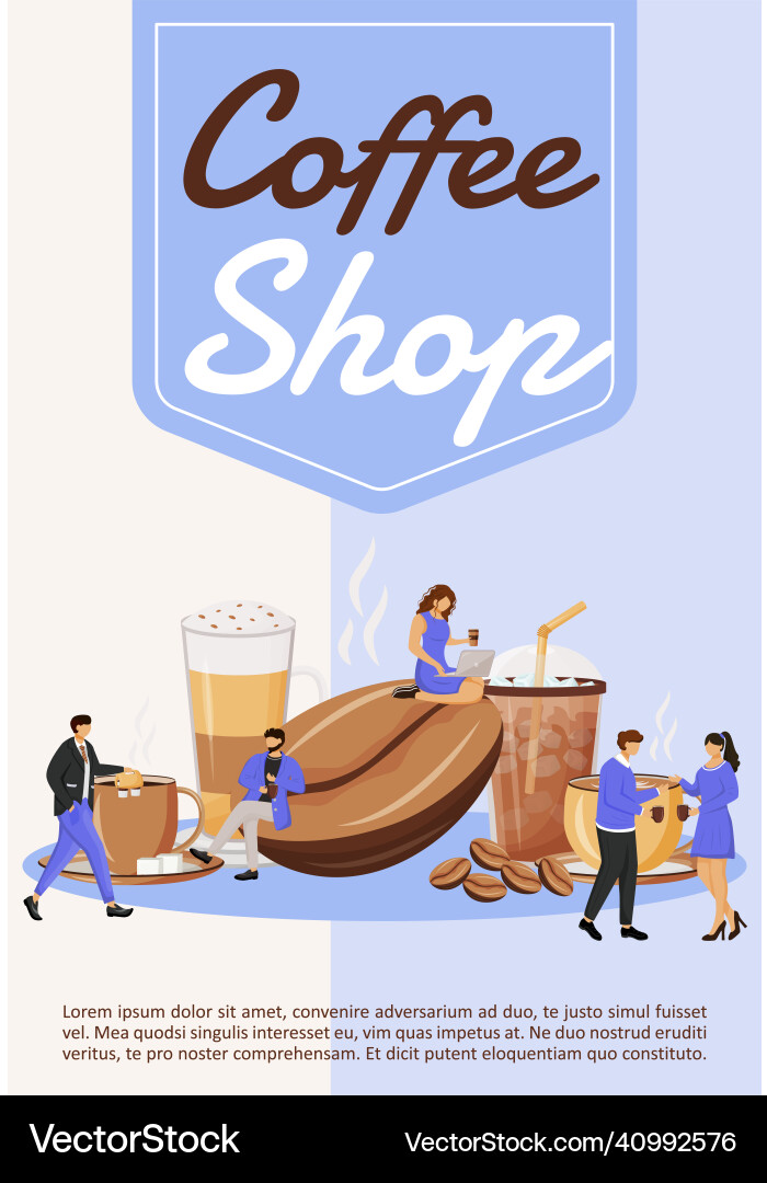 Coffee Shop Poster Flat Template Cafeteria Menü Coffee Shop Poster Flat Template Cafeteria Menü vektorbild