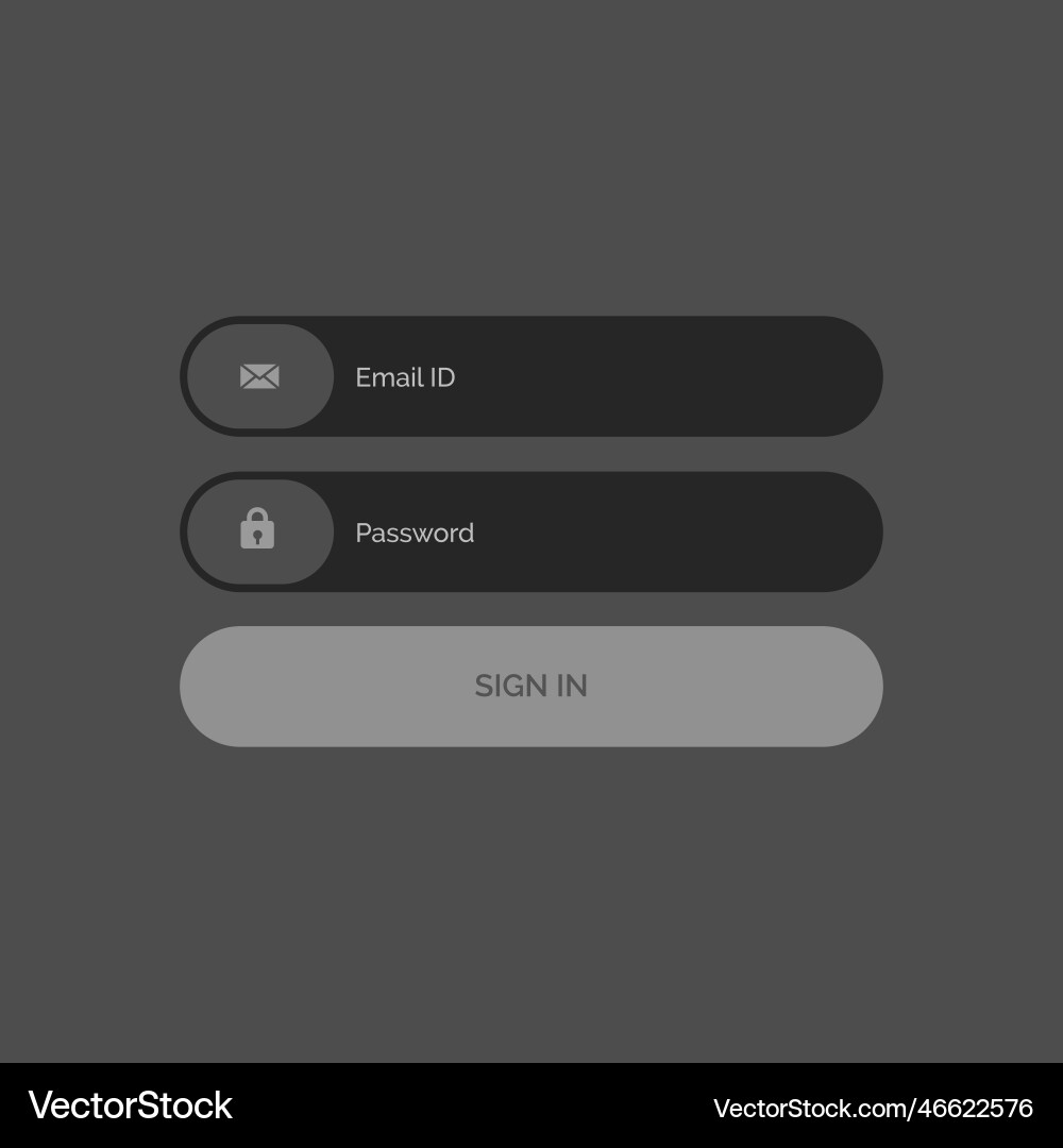 Dark ui template design for login form vector image