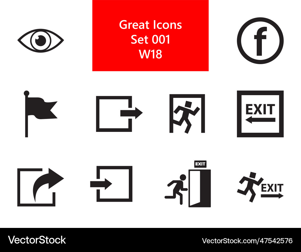 Exit simple icons set Exit simple icons set Vector Image