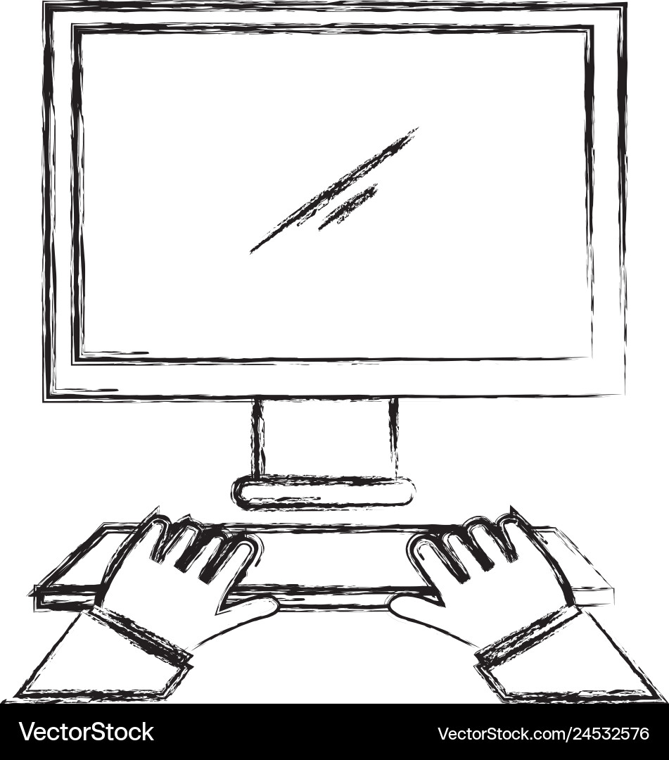 Hands typing in keyboard desktop Vector Image