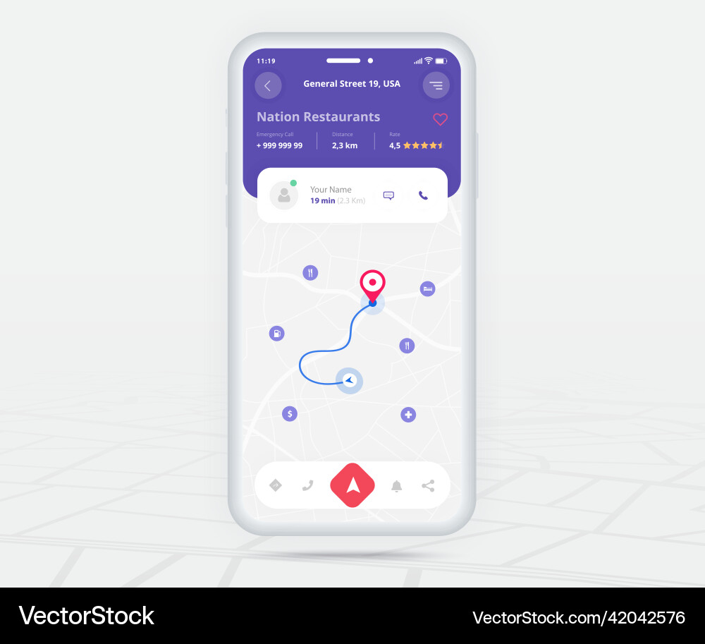 Map gps navigation app ux ui concept mobile Map gps navigation app ux ui concept mobile vector image