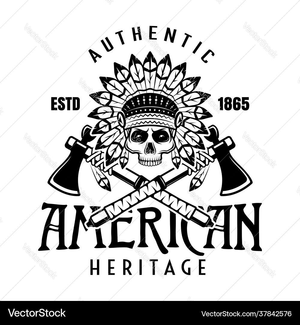 Native american indians vintage emblem vector image