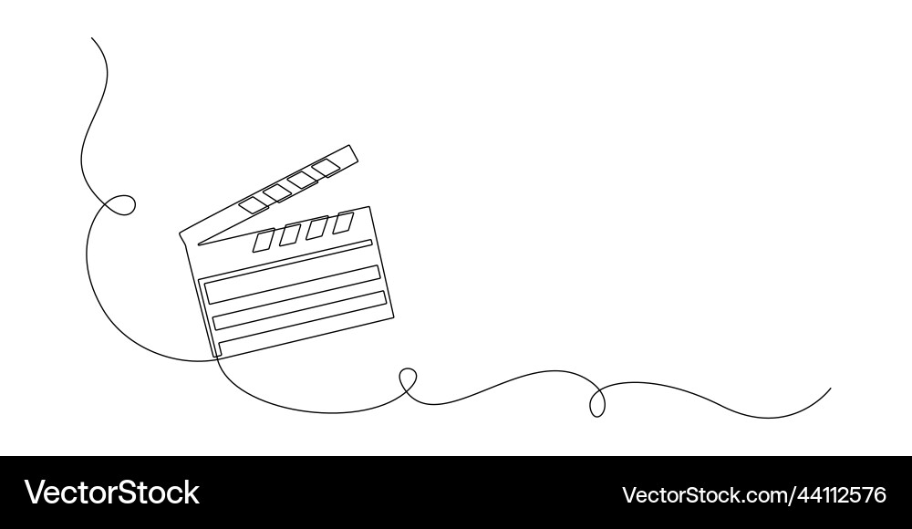 One continuous line drawing of clapper board One continuous line drawing of clapper board vector image