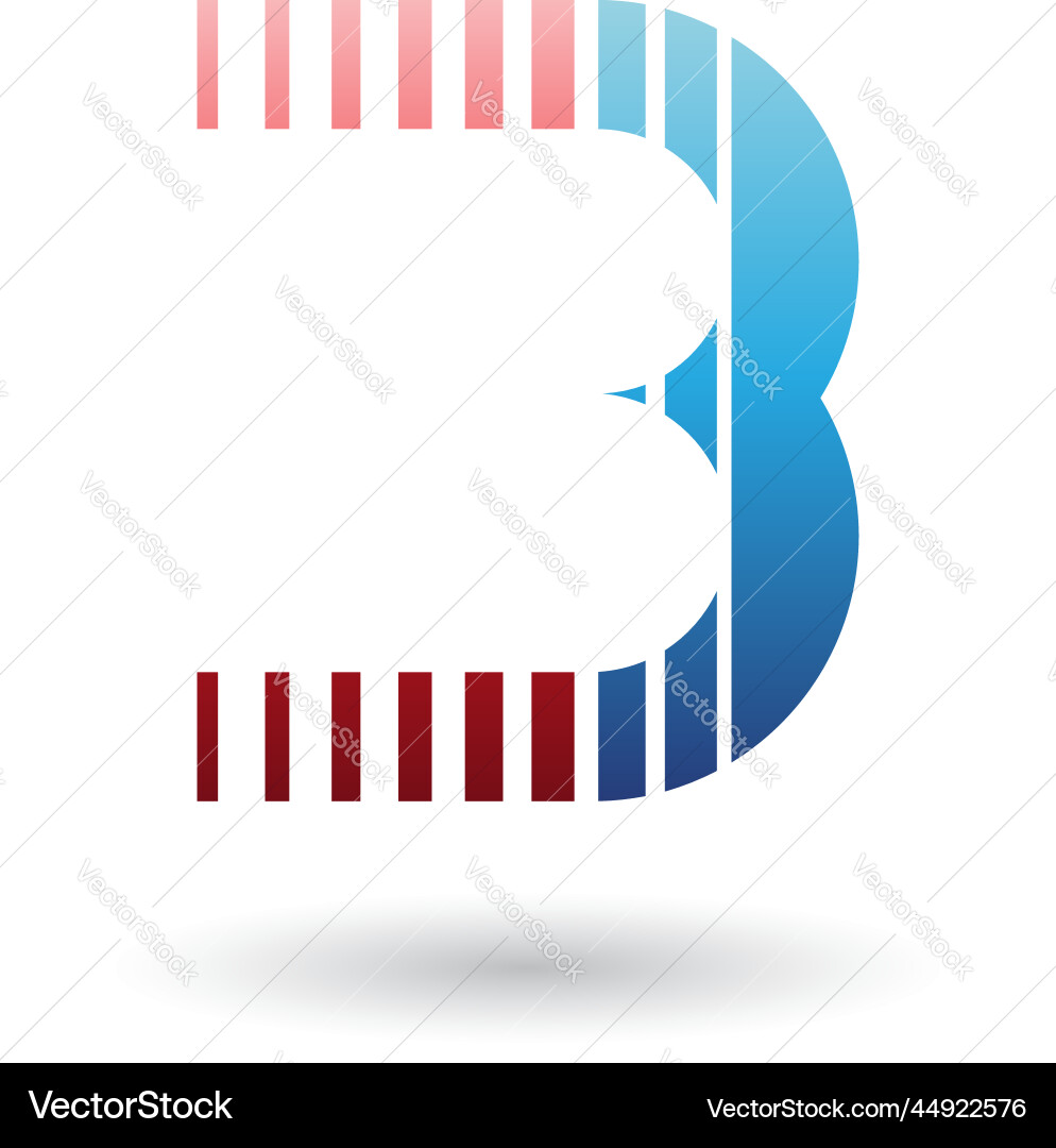 Red and blue letter b icon with vertical stripes Red and blue letter b icon with vertical stripes vector image