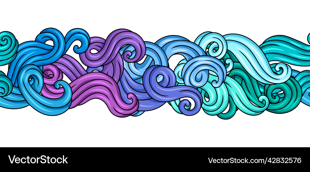 Seamless pattern with wave line curls color Seamless pattern with wave line curls color vector image