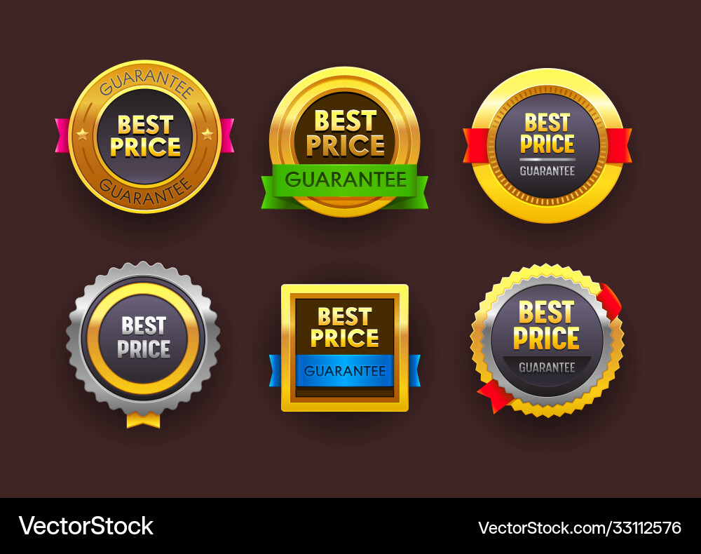 Set beste Preisgarantie Icons isoliert rund Set beste Preisgarantie Icons isoliert rund vektorbild