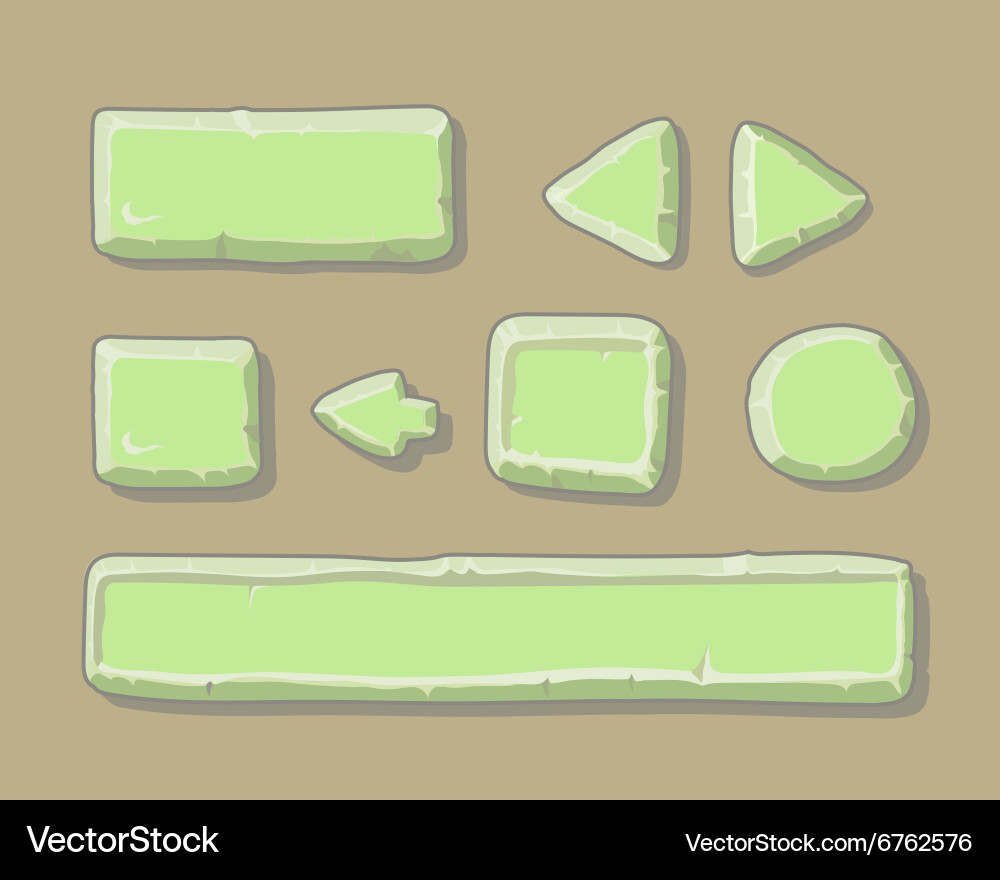 Set of cartoon green buttons for web or game Vector Image