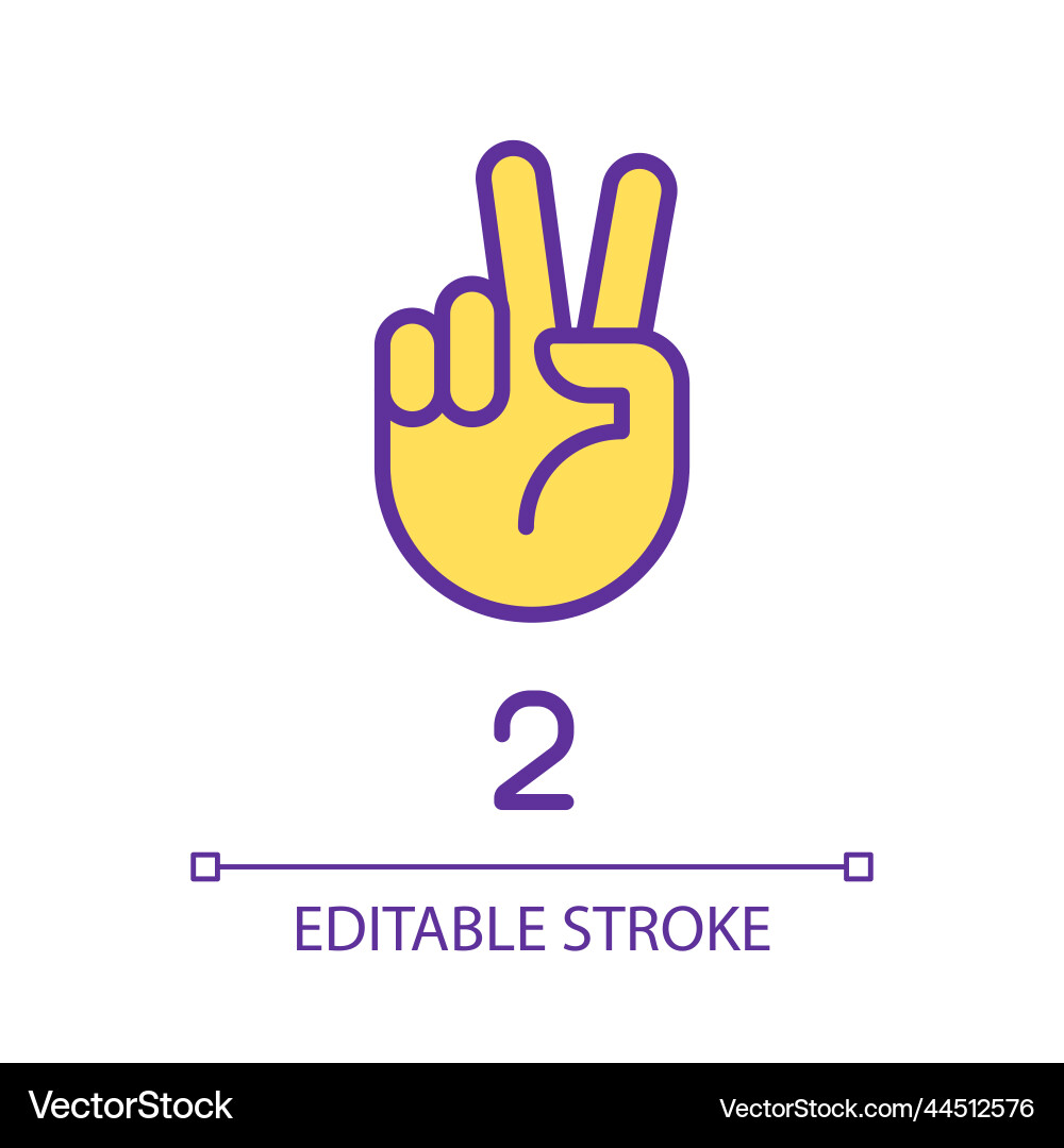 Signing digit two in asl pixel perfect rgb color Signing digit two in asl pixel perfect rgb color vector image