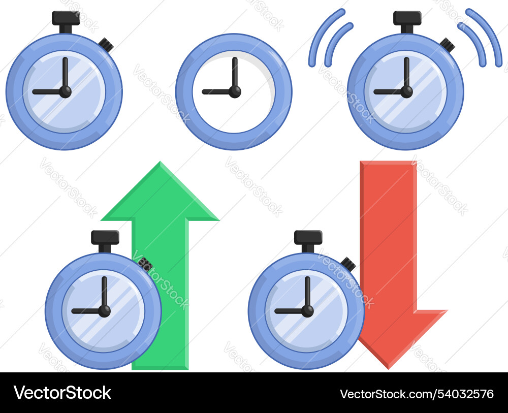 Stopwatch alarm duration timer set Vector Image