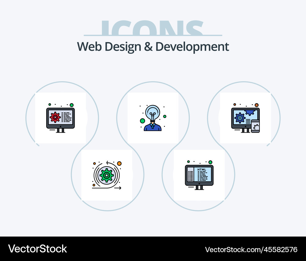 Web design and development line filled icon pack Vector Image