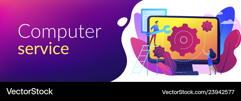 Computer service concept banner header Vector Image