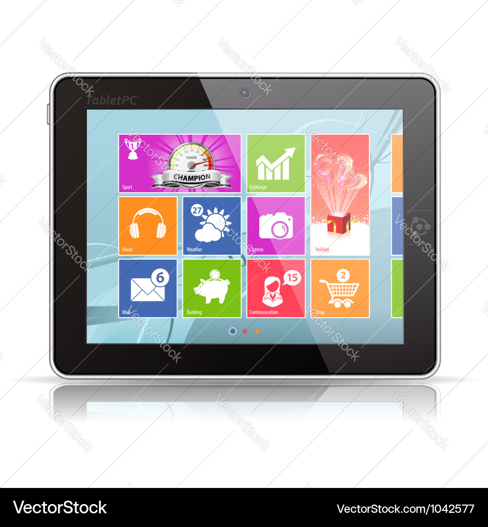 Modern Tablet Icons Vector Image