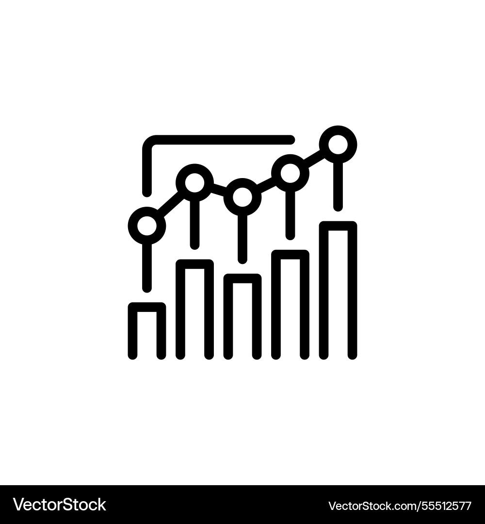 Progress chart line icon linear style sign Progress chart line icon linear style sign vector image