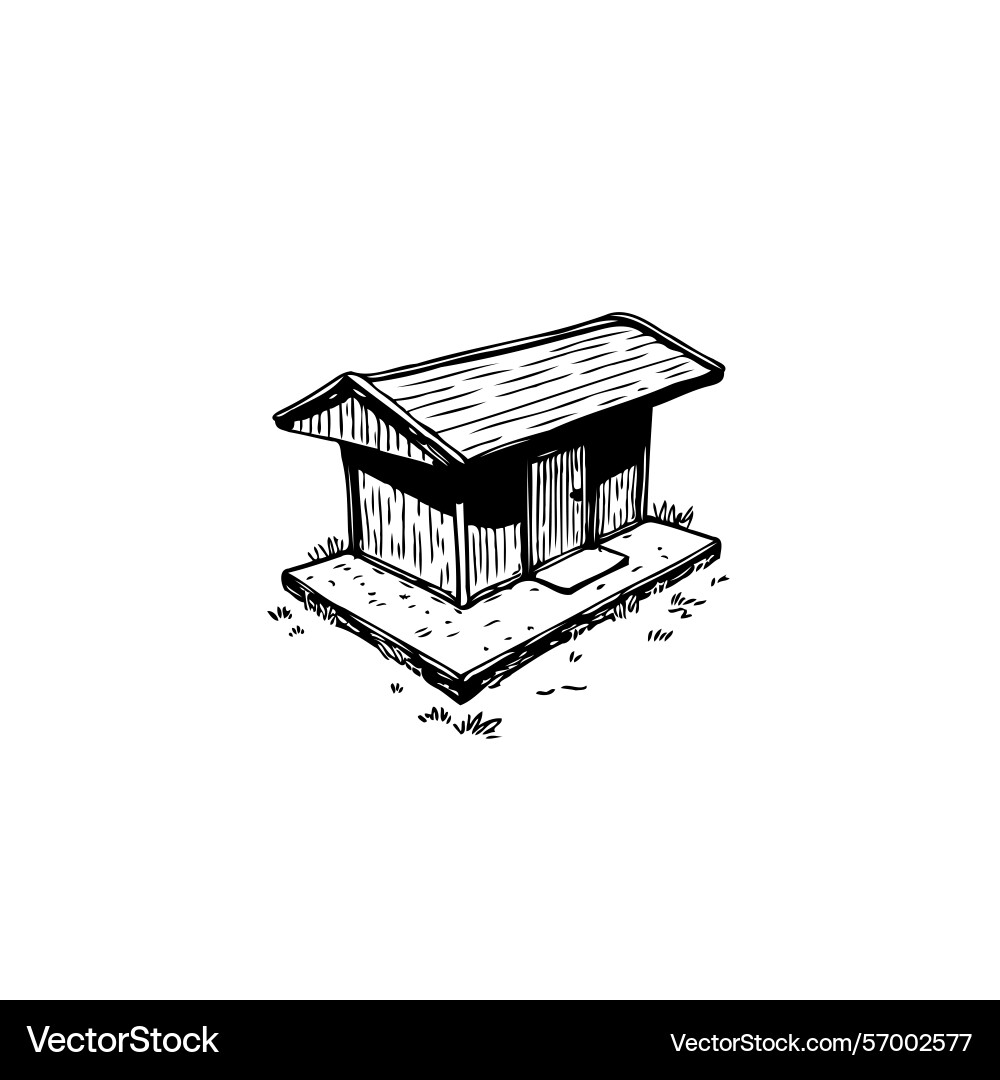 Rustic outbuilding isolated sketch of a small Vector Image