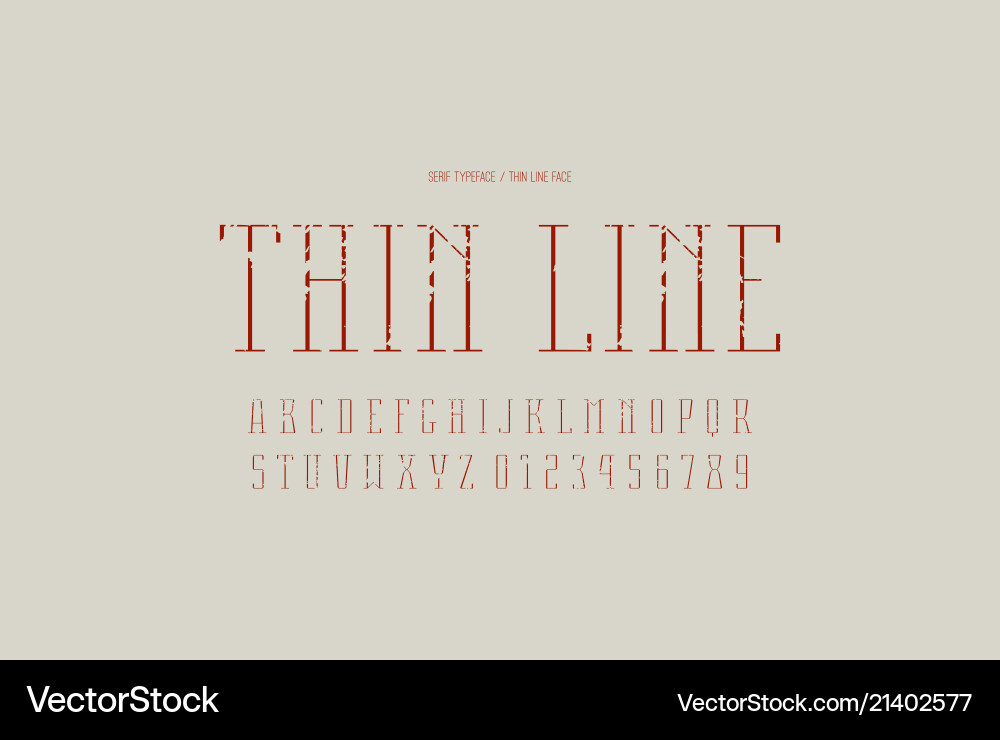 Serif font in thin line style Serif font in thin line style vector image