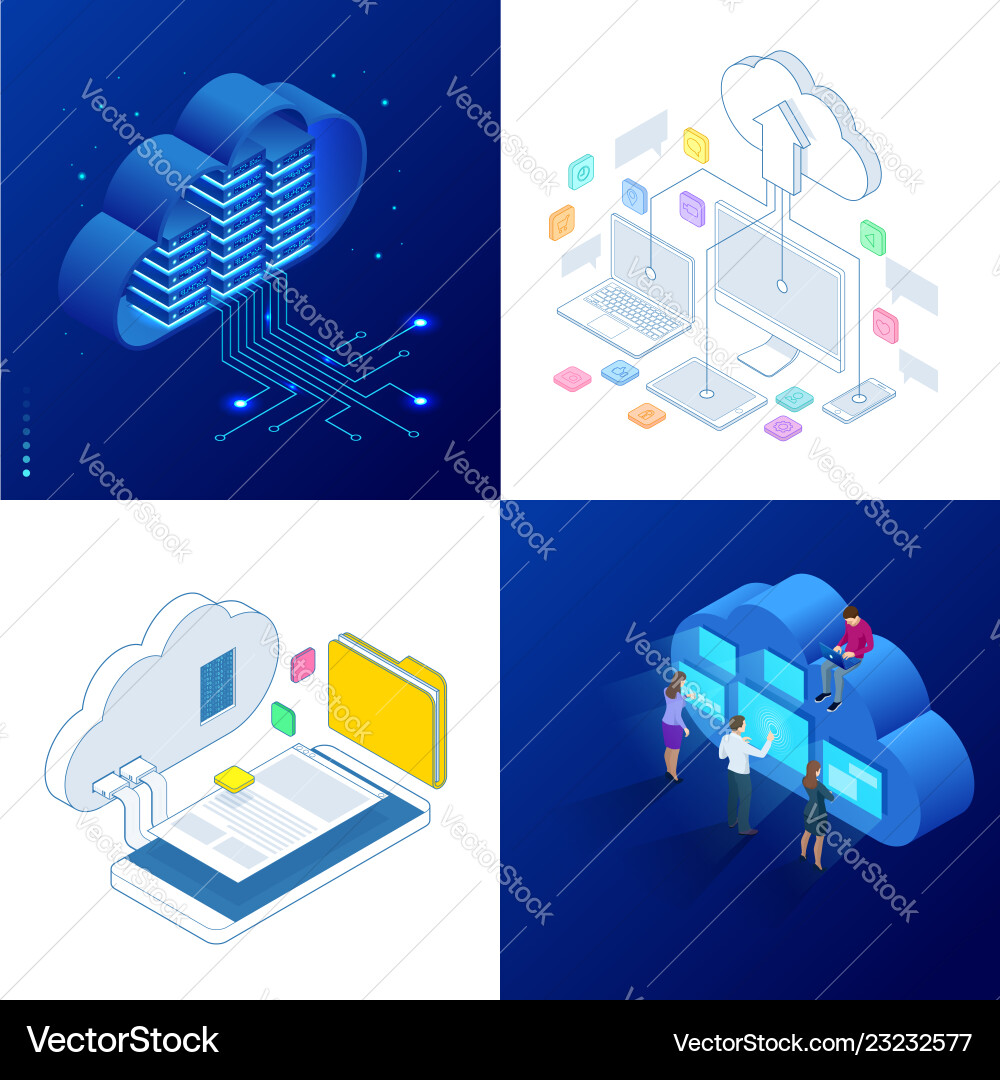 Set design templates cloud computing concept Vector Image