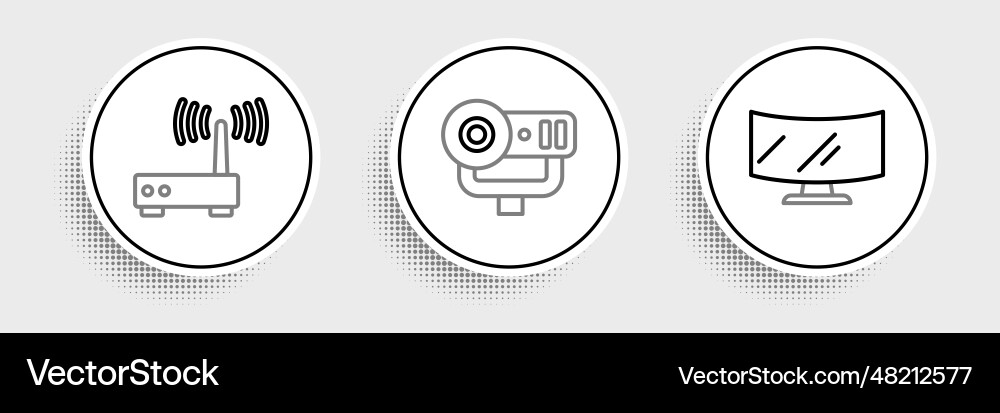 Set line computer monitor screen router and wi-fi Set line computer monitor screen router and wi-fi Vector Image