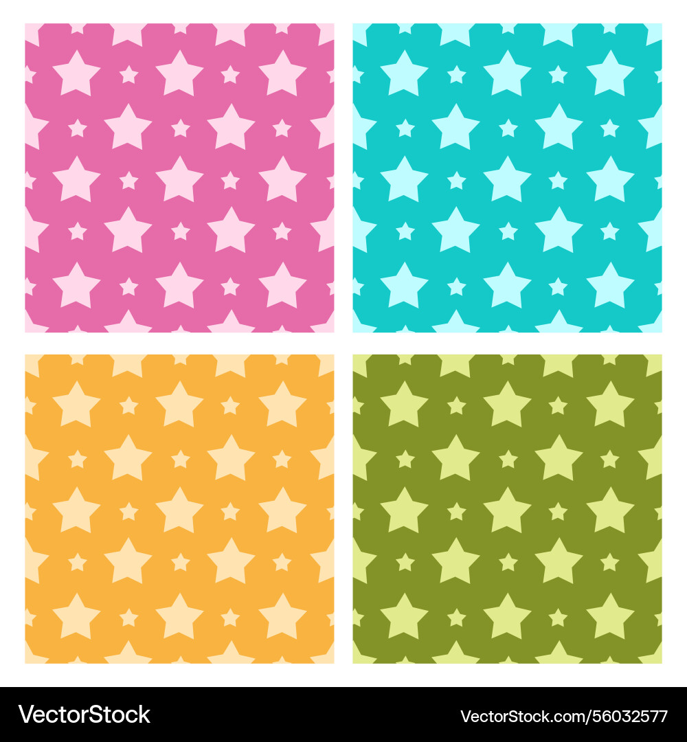 Set of four seamless patterns with repeating stars Vector Image