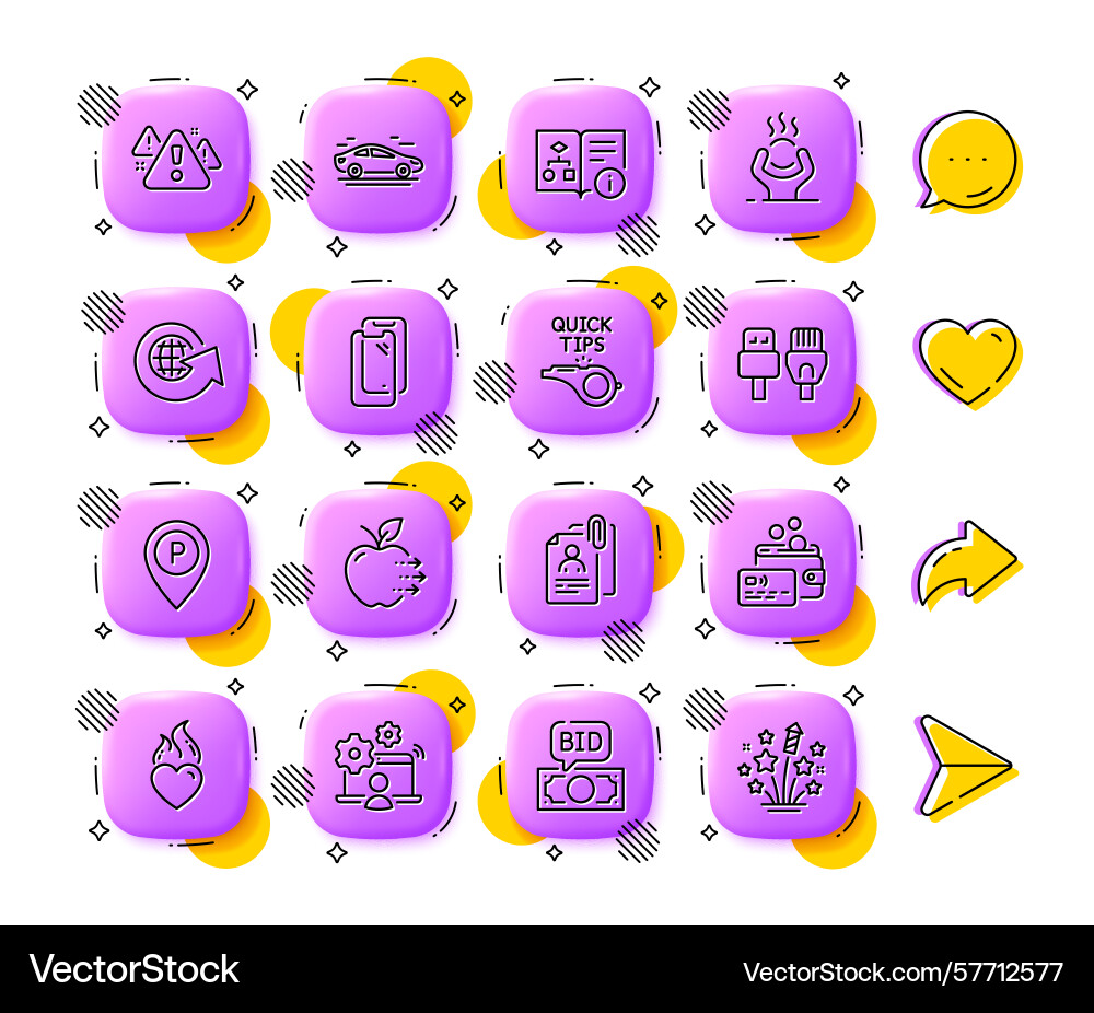 Technical algorithm tutorials and car line icons Technical algorithm tutorials and car line icons vector image