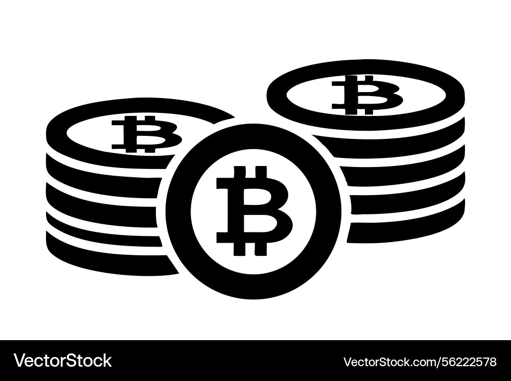 Bitcoin coin stacks with an upward arrow and line Vector Image
