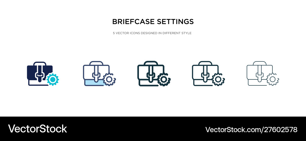 Briefcase settings icon in different style two Vector Image