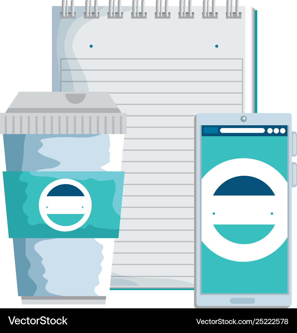 Container and notepad cellphone with company vector image