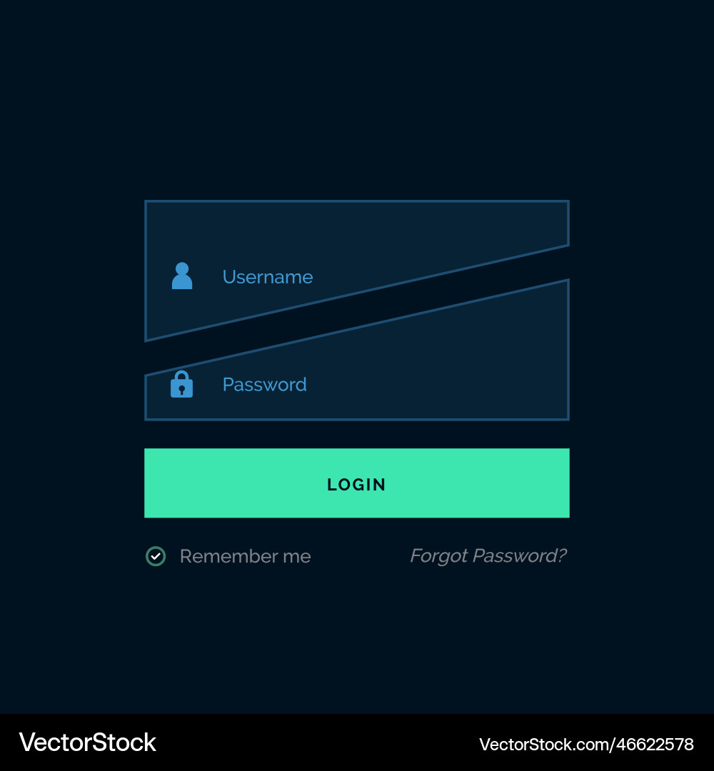 Dark login template ui design vector image
