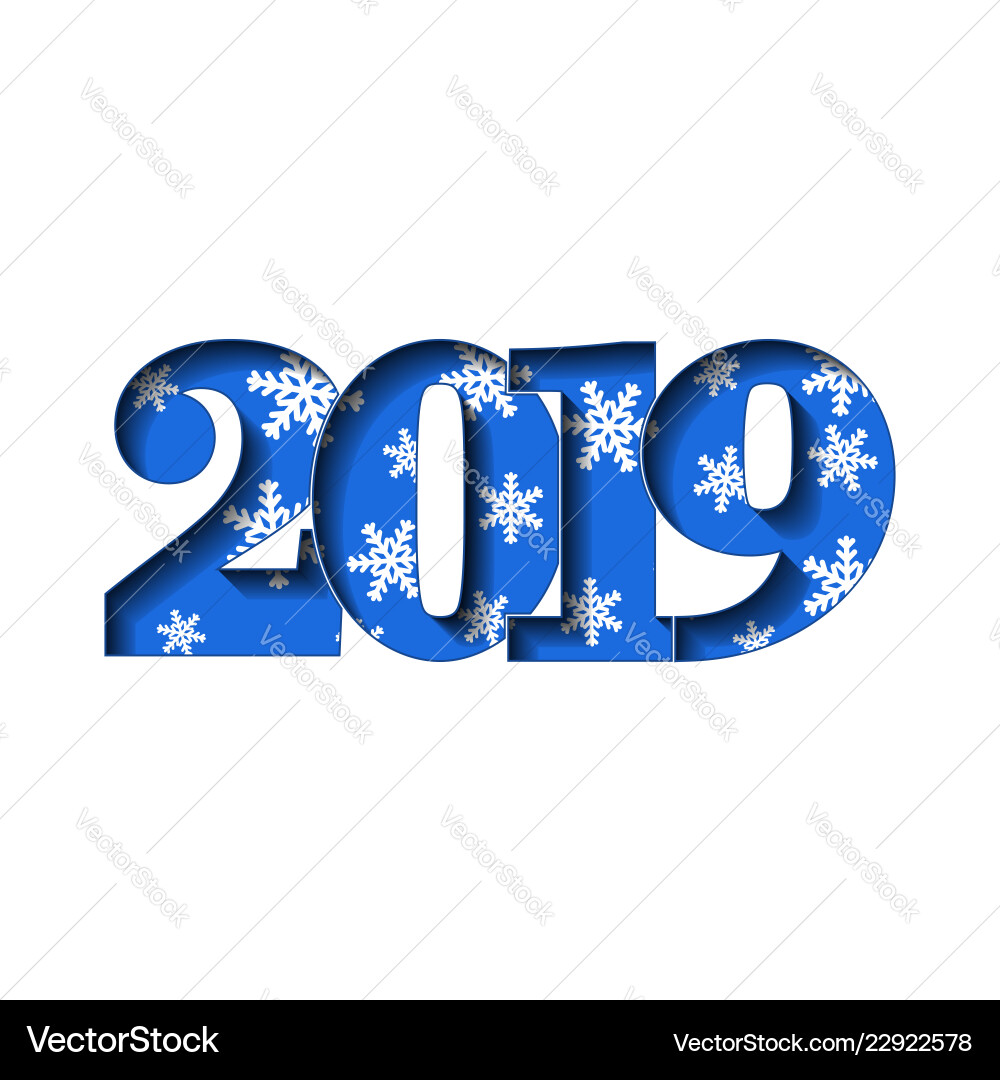 Frohes neues Jahr Karte blau 3d nummer 2019 Frohes neues Jahr Karte blau 3d nummer 2019 vektorbild