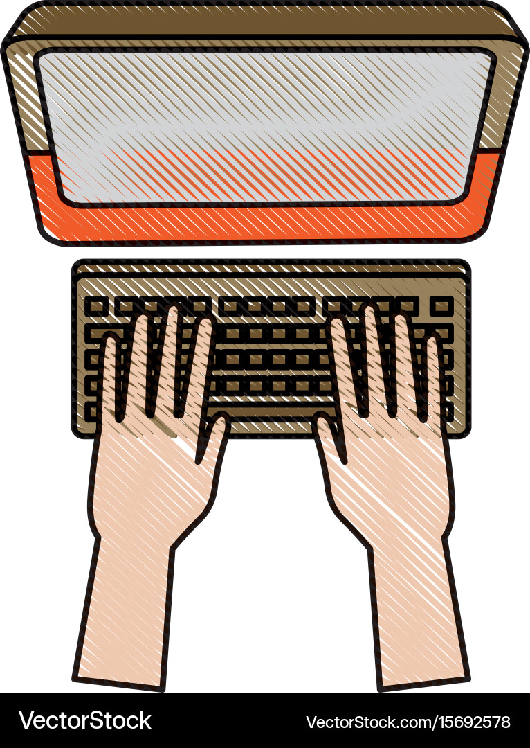 Hand programming work computer keyboard vector image
