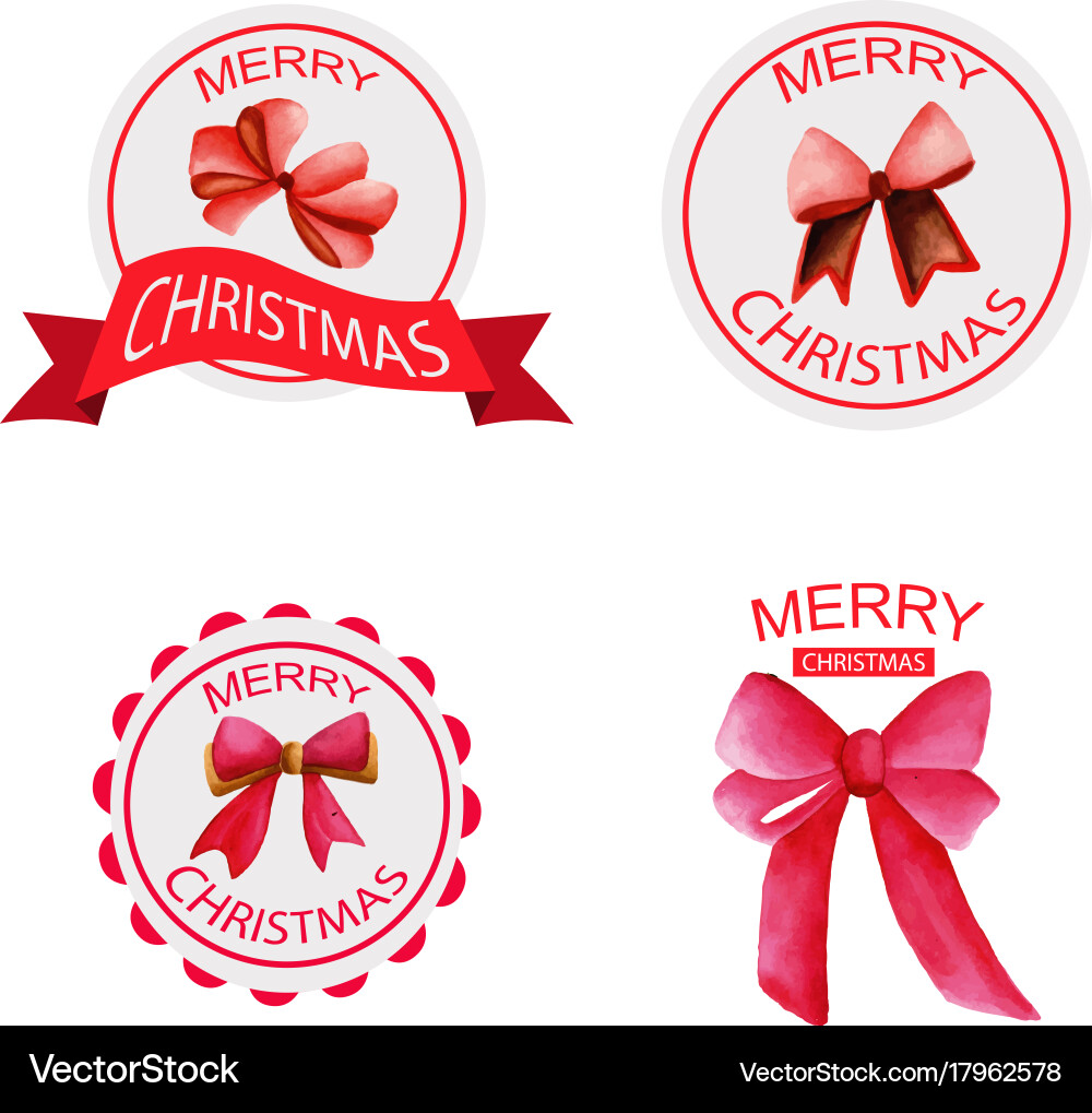 Handgezeichnete Aquarell Weihnachten Logo Designs vektorbild
