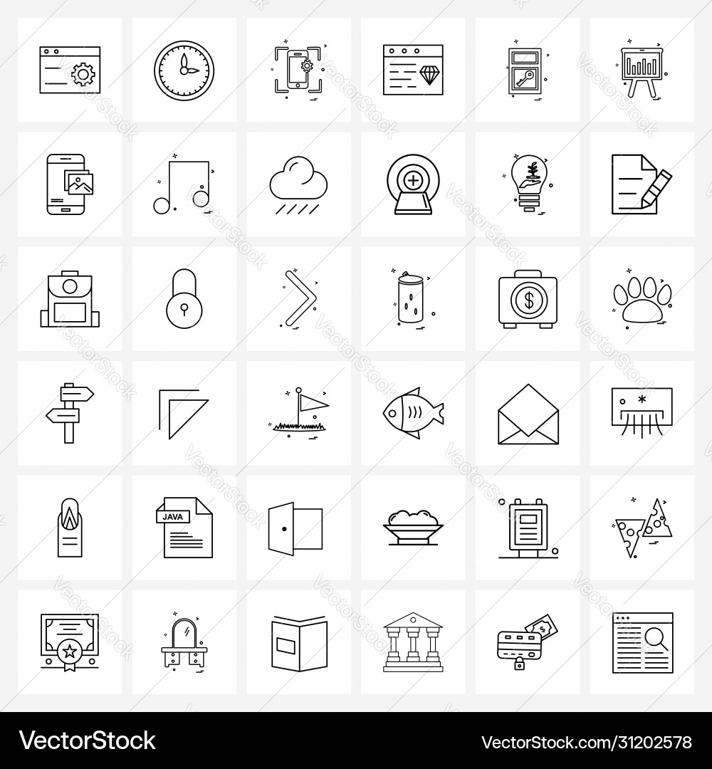 Isolated symbols set 36 simple line icons Vector Image