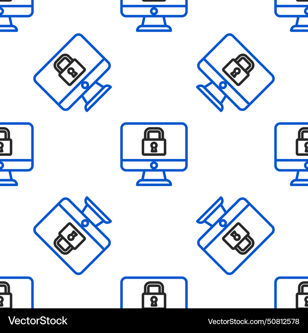 Line lock on computer monitor screen icon Vector Image