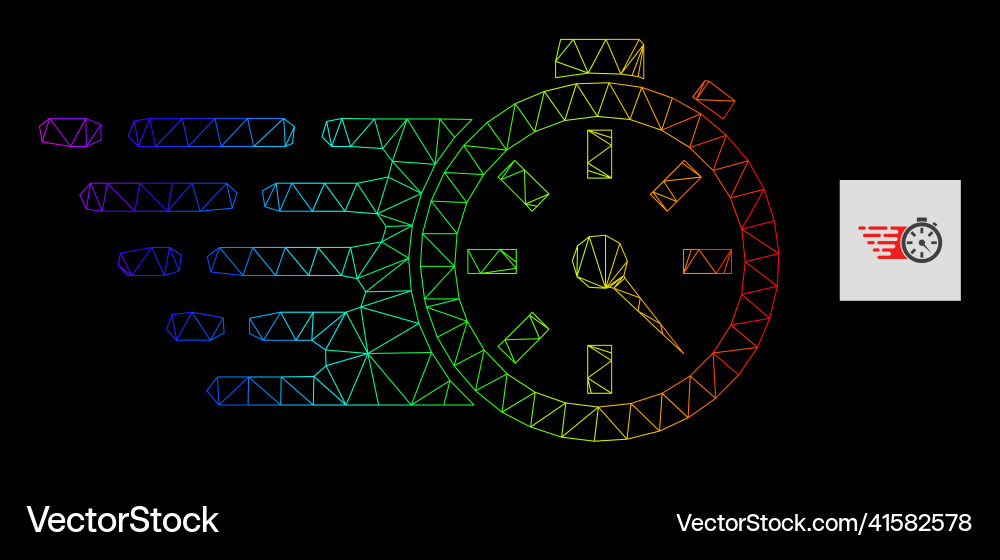 Rainbow gradiented polygonal net timer icon Rainbow gradiented polygonal net timer icon vector image