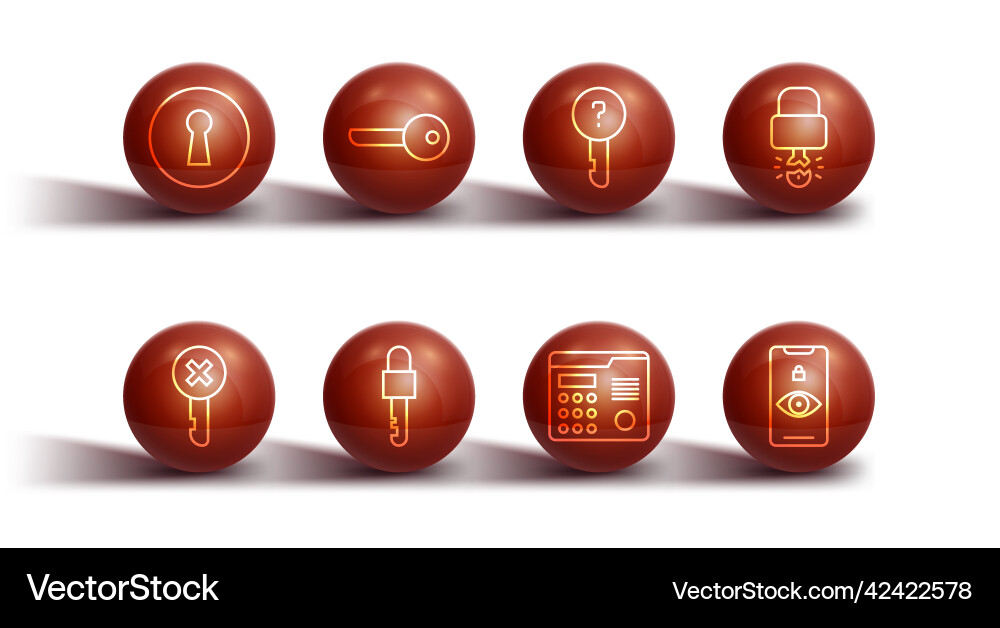 Set line keyhole wrong key broke inside Set line keyhole wrong key broke inside vector image