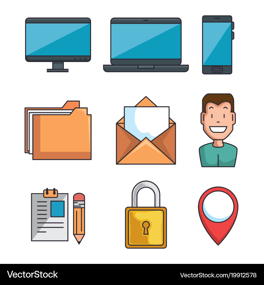 Set of blockchain and bitcoin technology icon Vector Image