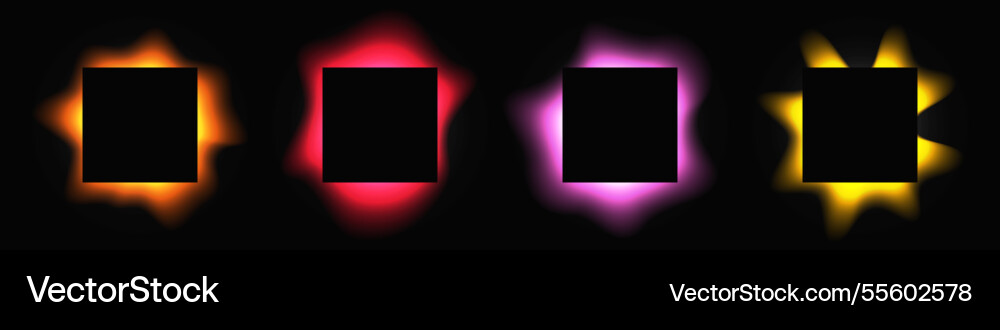 Set of square illuminate light frames Set of square illuminate light frames vector image