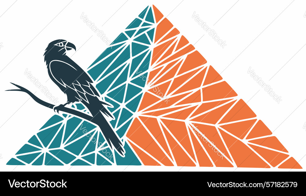Bird on branch geometric art design generative ai Vector Image