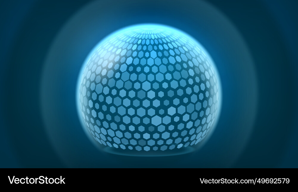 Bubble shield ball with hexagon pattern plates Bubble shield ball with hexagon pattern plates vector image