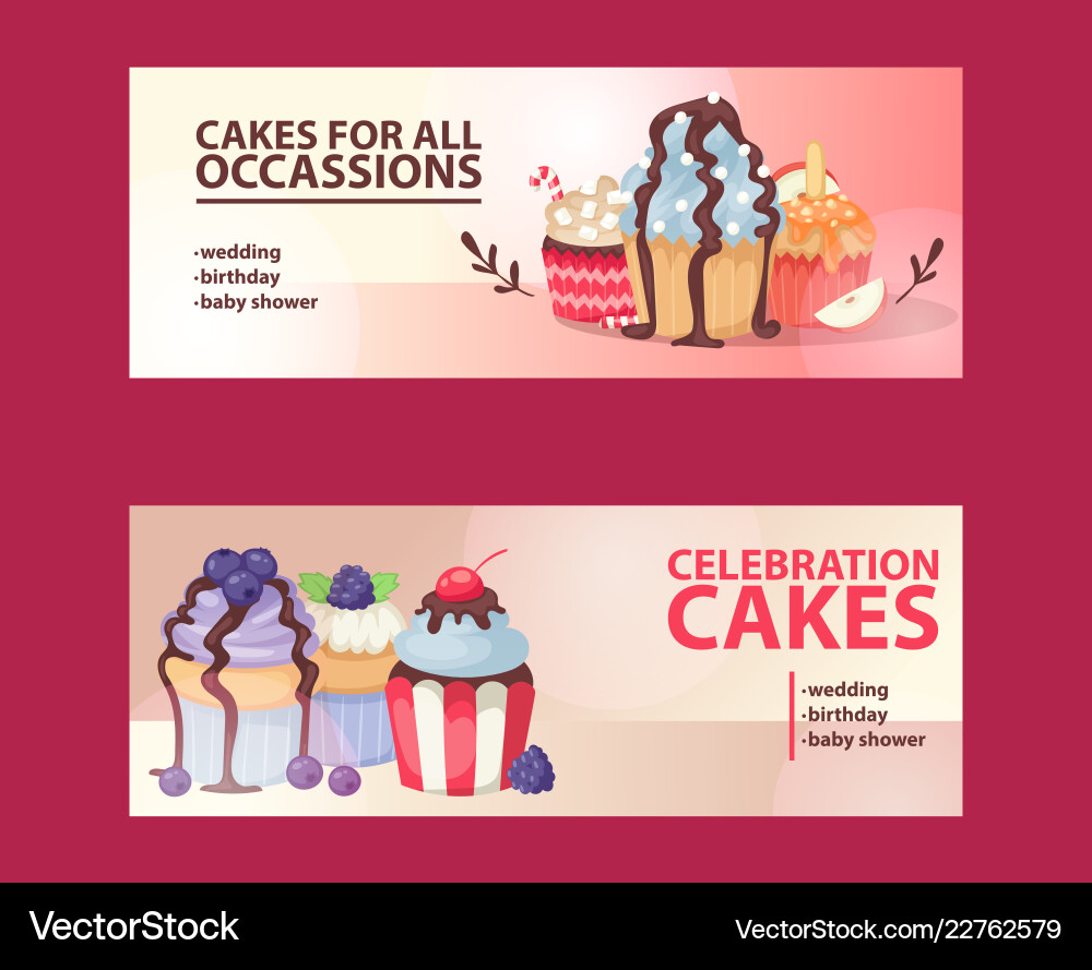 Cupcake poster design bakery cake dessert card Cupcake poster design bakery cake dessert card vector image