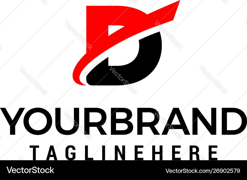 Dynamisches D Initial Logo mit Slice Element Vektorbild