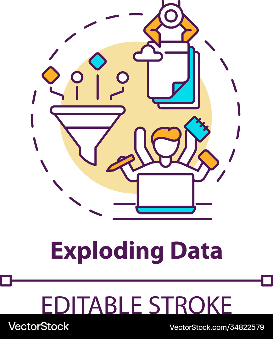 Exploding data concept icon Exploding data concept icon vector image