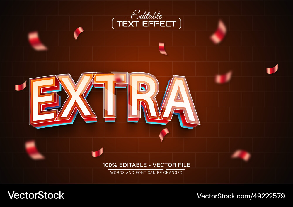 Extra red 3d text effect editable Extra red 3d text effect editable vector image
