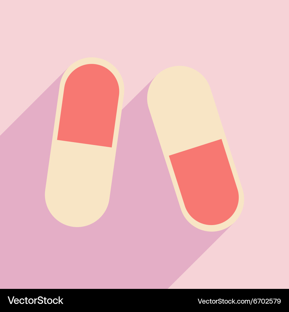 Flat with shadow icon and mobile application pills Vector Image
