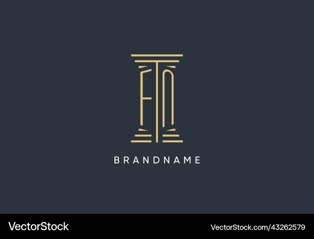 Fn initial monogram with pillar shape logo design vector image