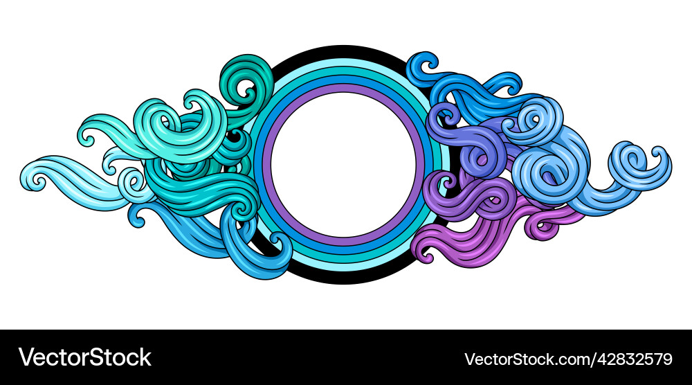 Frame with wave line curls color striped texture Frame with wave line curls color striped texture vector image