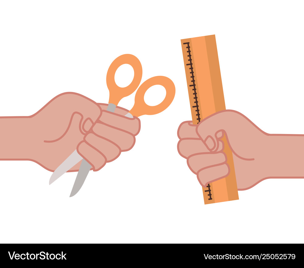 Hands with scissors and ruler icon Hands with scissors and ruler icon vector image