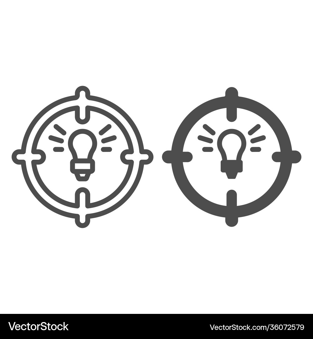 Lamp in target line and solid icon startup Lamp in target line and solid icon startup vector image