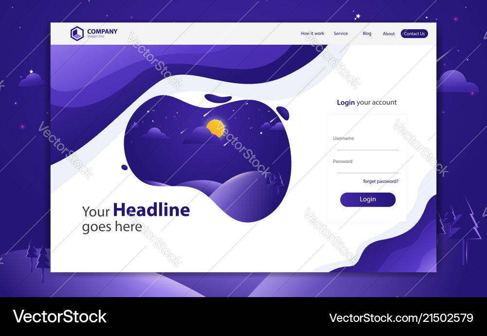 Login form landing page website template design Login form landing page website template design vector image