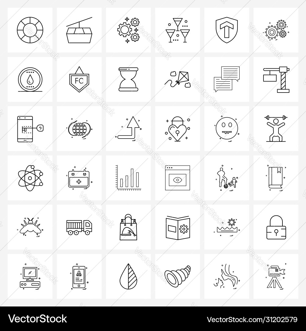Modern style set 36 line pictograph grid based vector image