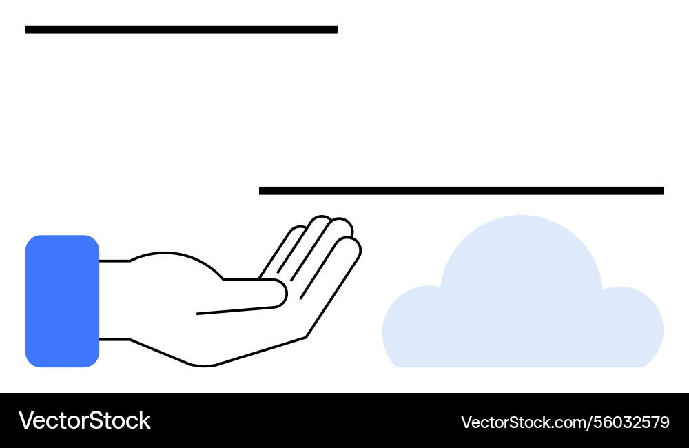 Open hand under horizontal lines with cloud Open hand under horizontal lines with cloud vector image